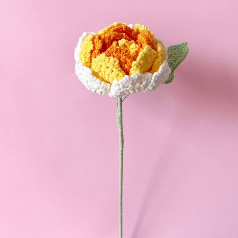 Fleur de lotus tournesol au Crochet faite à la main, 1 pièce, pour la décoration de la maison, fleurs tricotées, ornement de cérémonie de remise de diplôme, fleurs artificielles: jaune clair