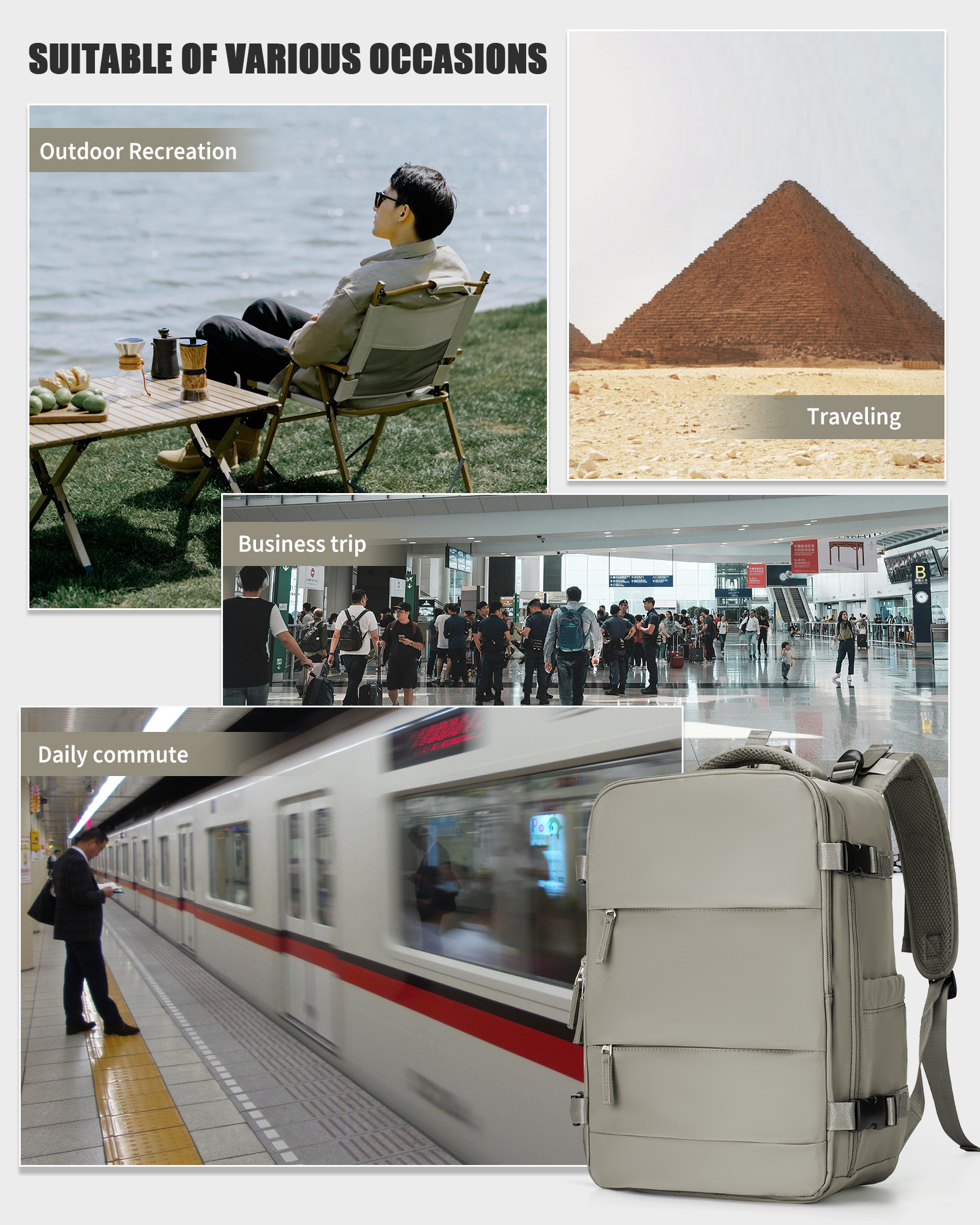 Borsa da cabina 40:*25:*20, zaino da viaggio ad alta capacità approvato dalla compagnia aerea, borsa per laptop da lavoro impermeabile appositamente progettata per uomo