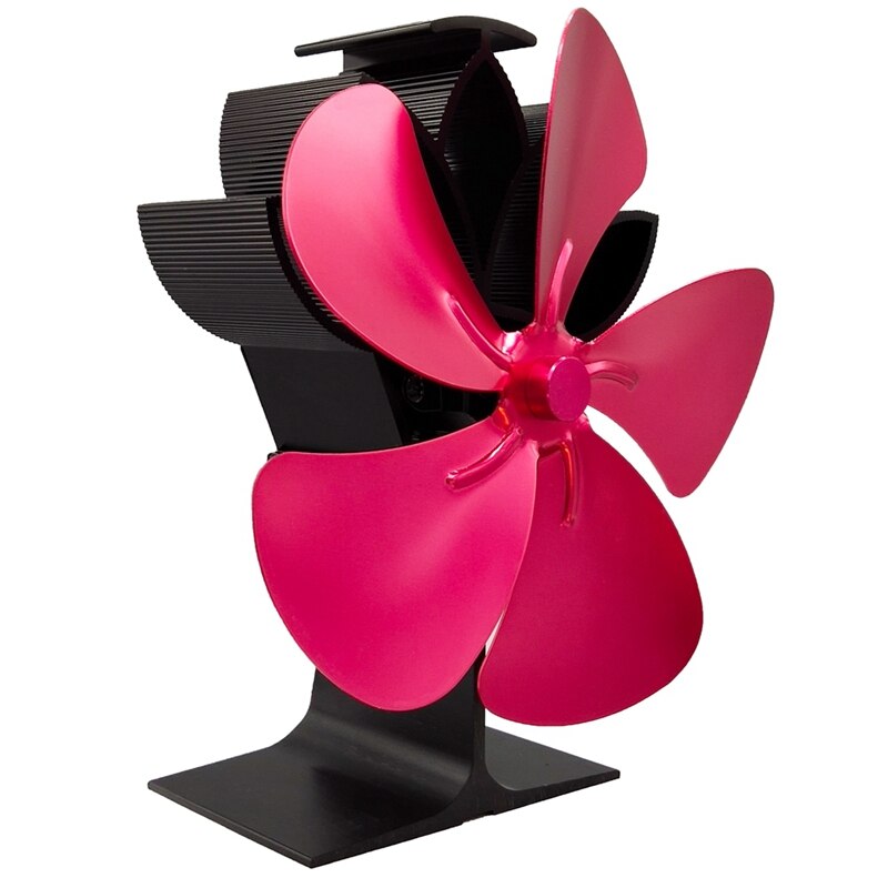 Wood Stove Fan 5-Blade - Heat Powered Log Burner Increases 80% More Warm Air Than 2 Blade Eco-Friendly with Stove Thermometer: Red