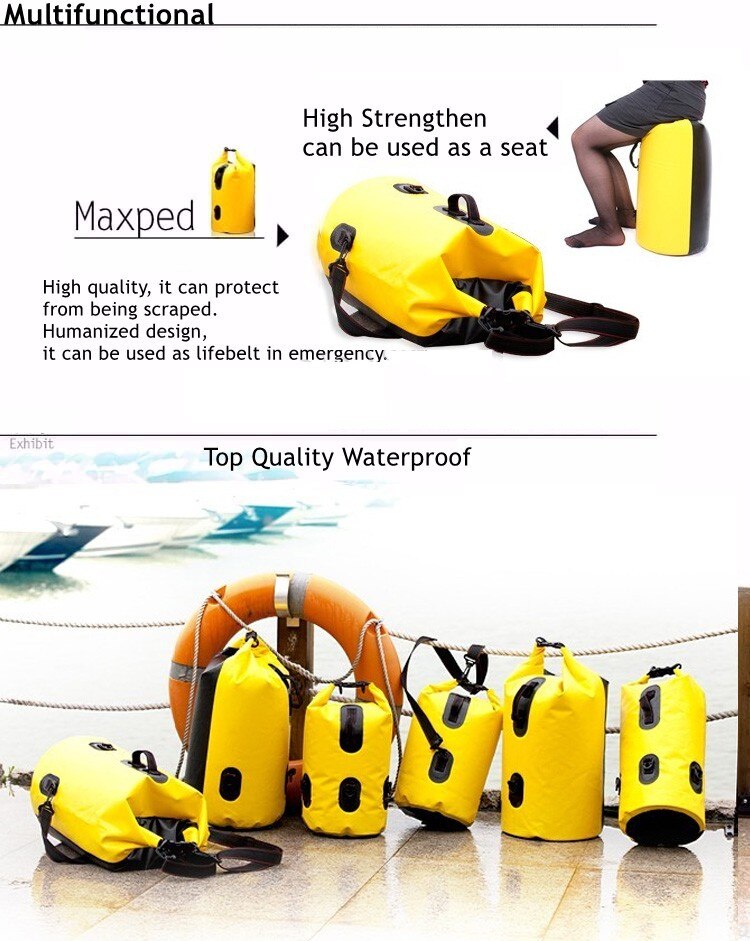 25L35L60L Outdoor single double shoulder Waterproof Dry Bag Pouch for Boating Kayaking Fishing Rafting Surfing Snowboarding