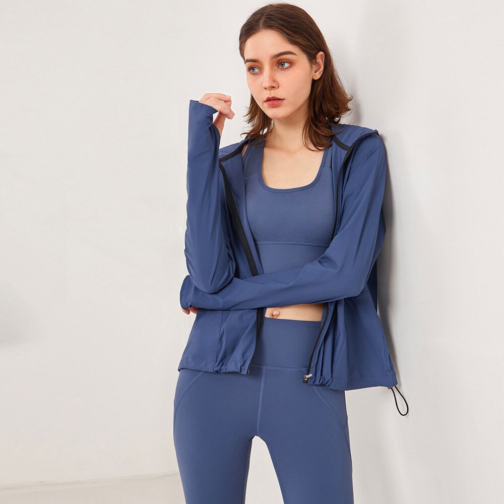 Vrouwen Running Zipper Hooded Jassen Slim Fit Sport Lange Mouwen Jassen Fitness Yoga Workout Training Oefening Jassen
