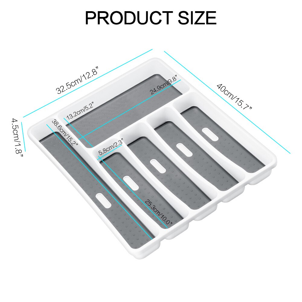 6 Compartments Cutlery Tray Kitchen Drawer Organizer Spoon Knife Fork Separation Plastic Storage Box Kitchen Tableware Tray