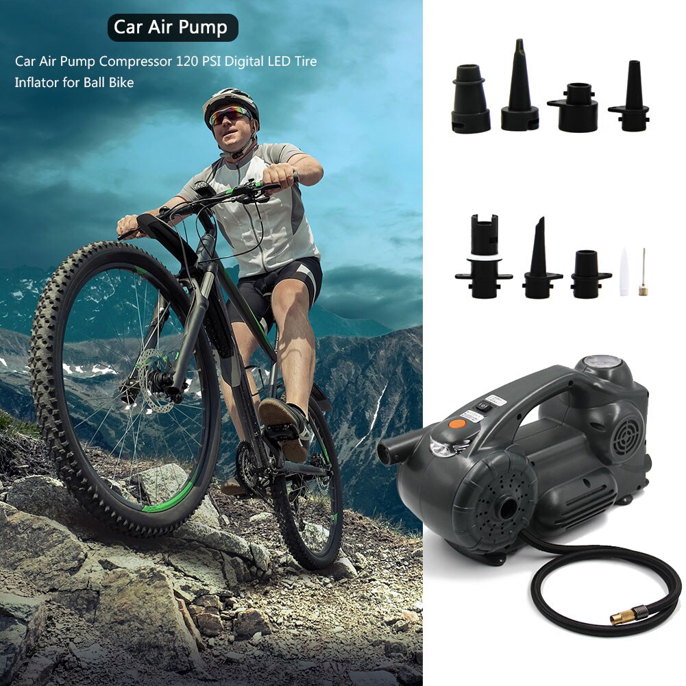 120 PSI Car Air Pump Compressor for Motorcycle Auto Ball Bike Portable DC 12V Digital LED Tire Inflator