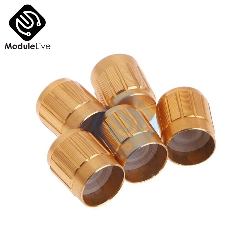 10Pcs WH148 Switch Caps Volume Control Rotary Knobs Cap Black Gold Sliver For 6mm Knurled Shaft Potentiometer: Gold
