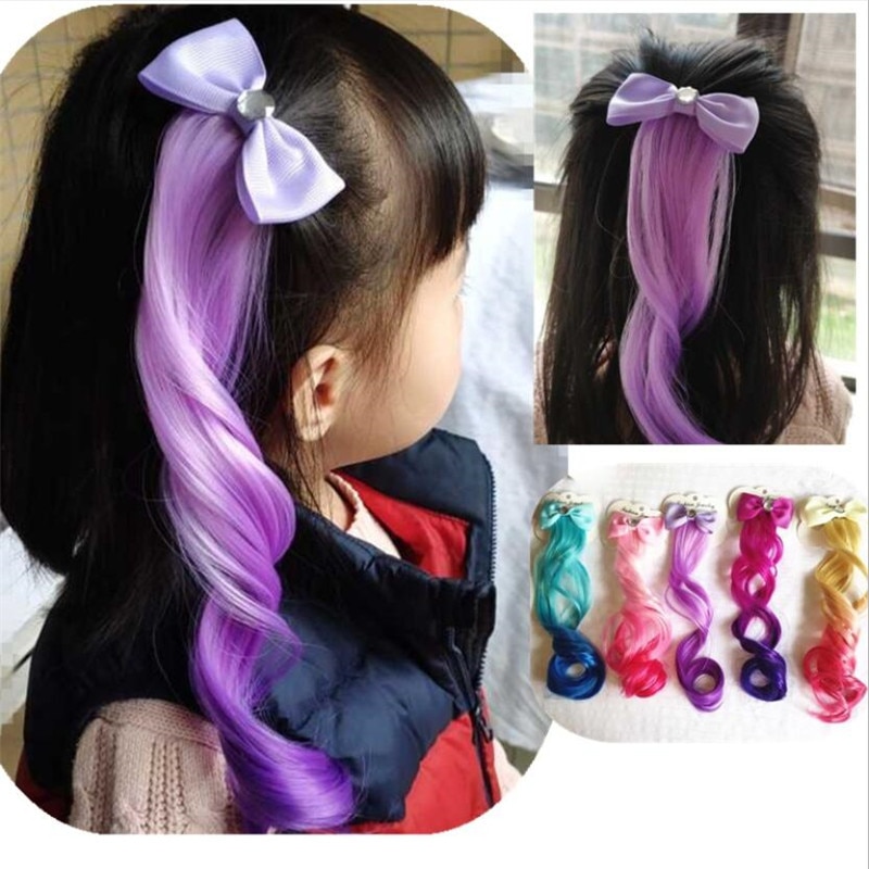 Pinzas para el pelo con pajarita de colores para niña, pinzas trenzadoras para el pelo con alas de purpurina de arcoíris, lazos para el pelo de princesa, peluca larga, horquillas, herramienta trenzada