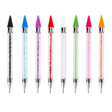 Double Head Nail Pen Kristal Kralen Handvat Strass Oorbellen Pick Krijt Manicure Nail Tool Diamant Schilderij Accessoires