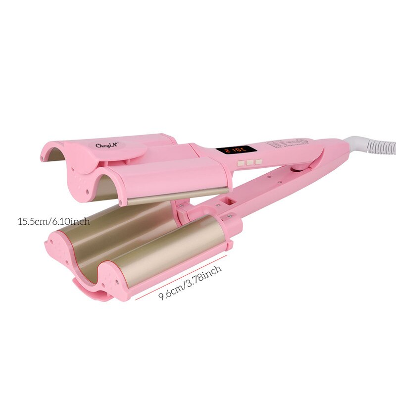 32mm Ceramic Three tube Hair curler Triple Barrel Deep Wave water ripple egg rolls hair curling iron Hair Styling tool P42