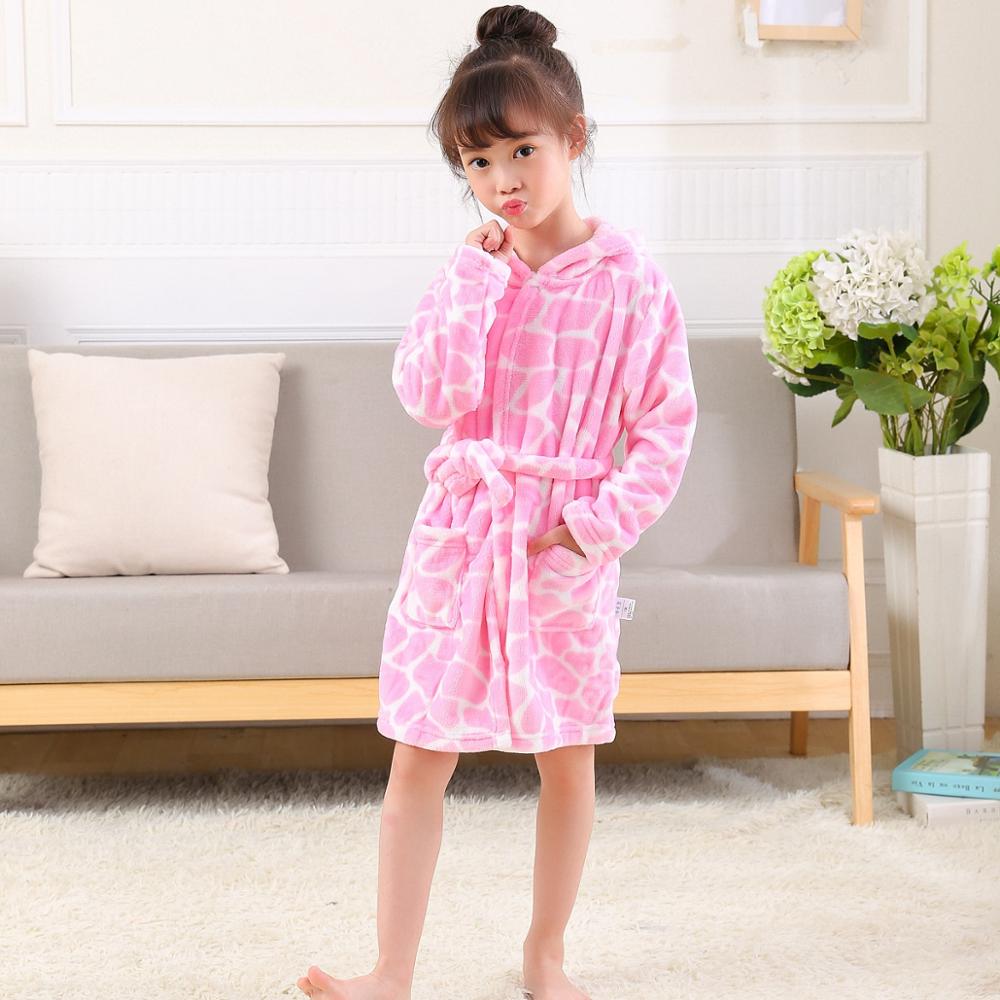 Kinderen Badjassen Flanel Winter Kinderen Nachtkleding Badjas Baby Pijamas Nachtjapon Voor Jongens Meisjes Pyjama 10-2 Jaar Baby kleding: Pink-Stone