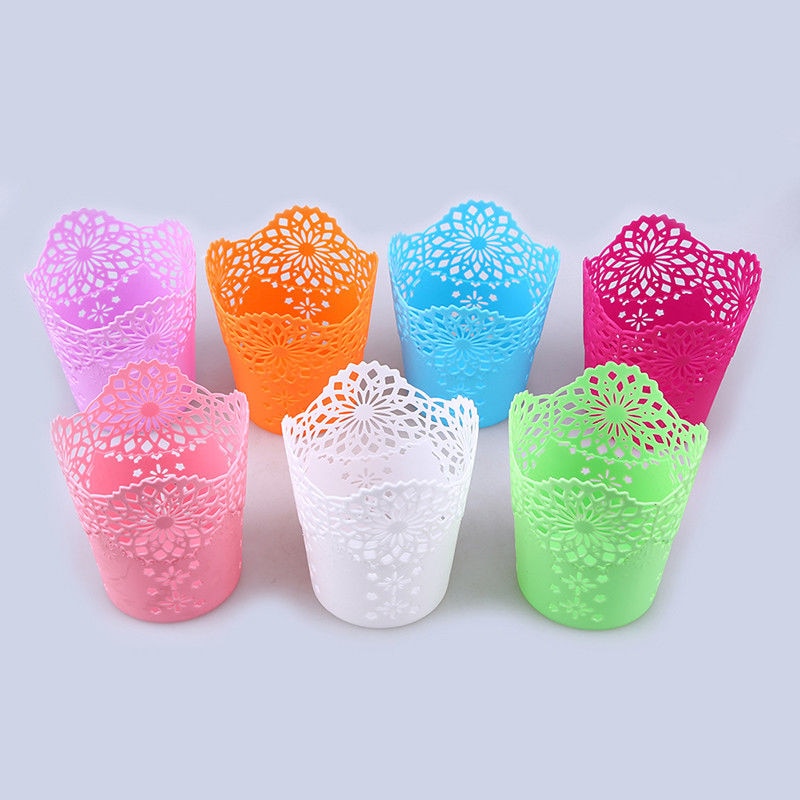 Pot de fleurs en dentelle | Ajouré support de rangement de bureau pour stylos brosses de maquillage, Vase de fleurs