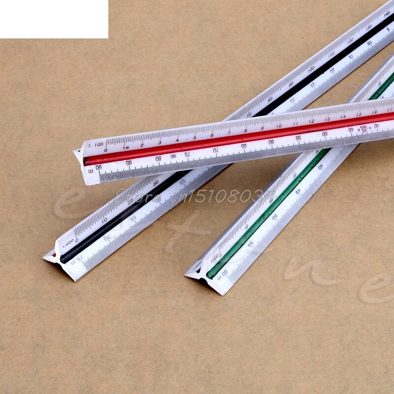 300mm 1:150 1:200 1:250 Triangular Metric Scale Ruler For Engineer Multicolor S08