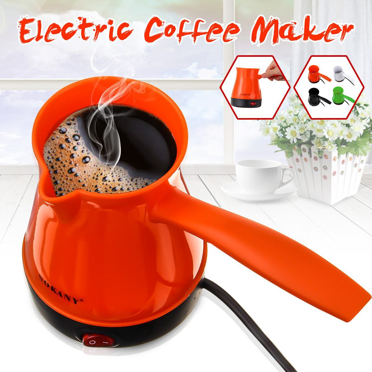 Sokany205Colorful Mini Koffiezetapparaat Turkije Koffiezetapparaat Draagbare Elektrische Koffie Pot Gekookt Melk Koffie Waterkoker