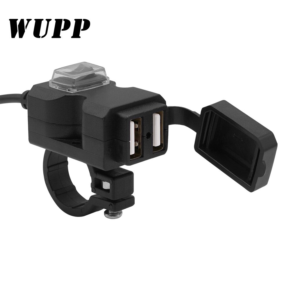 WUPP Dual USB Motorfiets Lader 5V 1A/2.1A Adapter Stopcontact voor Telefoon 9-24V /9-90V Waterdichte Lader