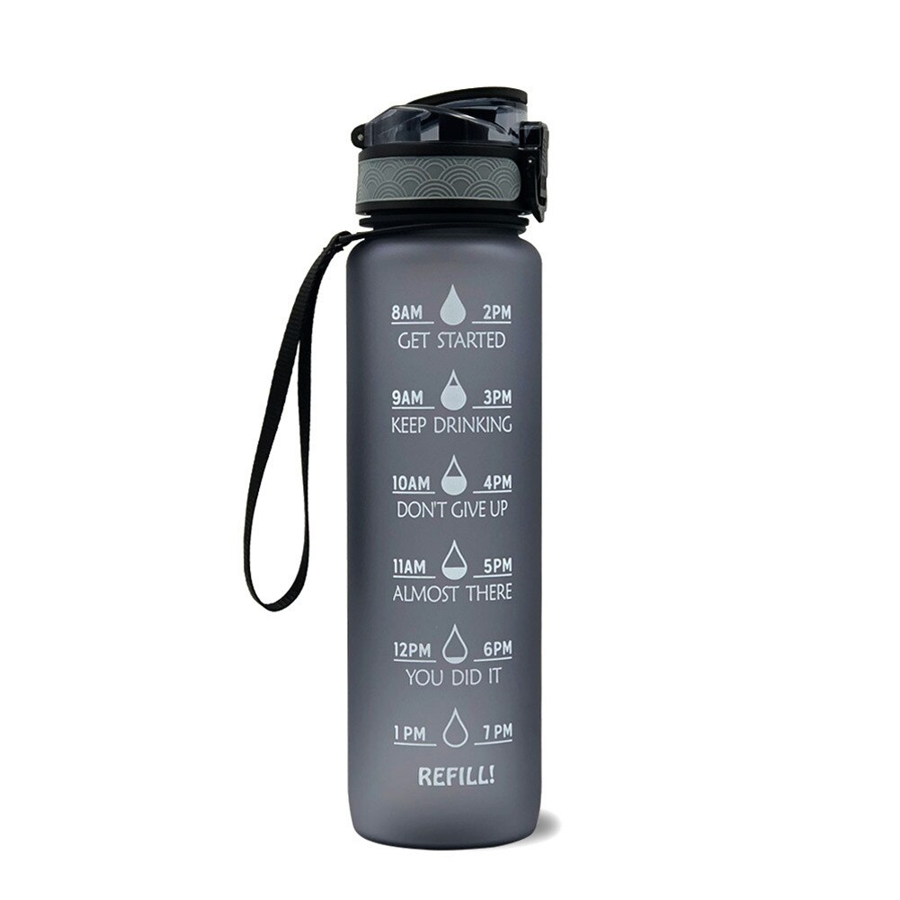 1L Water Fles Motivatie Water Fles Met Tijd Maker Drinken Frosted Lekvrij Cup Voor Outdoor Sport Fitness Tritan Materiaal: 06