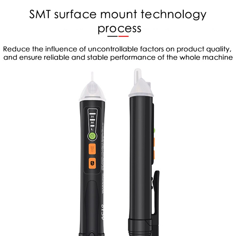 Non Contact Voltage Tester AC Electricity Detect Pen with Adjustable Sensitivity LCD Display LED Flashlight Buzzer Alarm