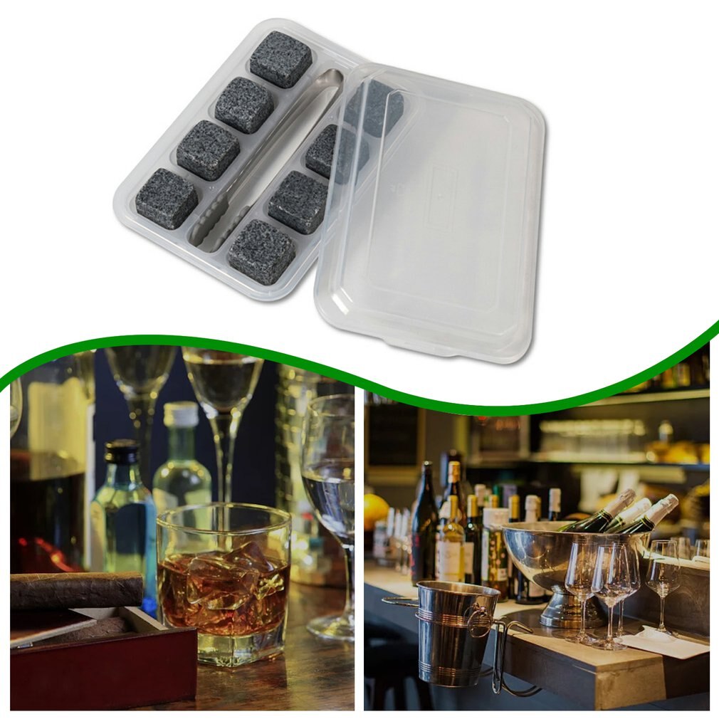 8Pcs Whisky Stenen Alcohol Ijs Steen Vierkante Koeling Steen Mooie Decoratie Delicate Whisky Marmer Met Clip