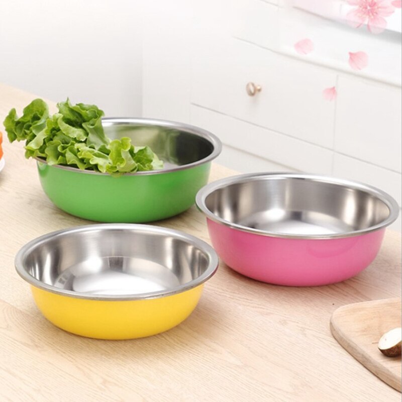 Drie Stuk Kleur Kom Ronde Rvs Wastafel Kleur Verf Proces Keuken Accessoires