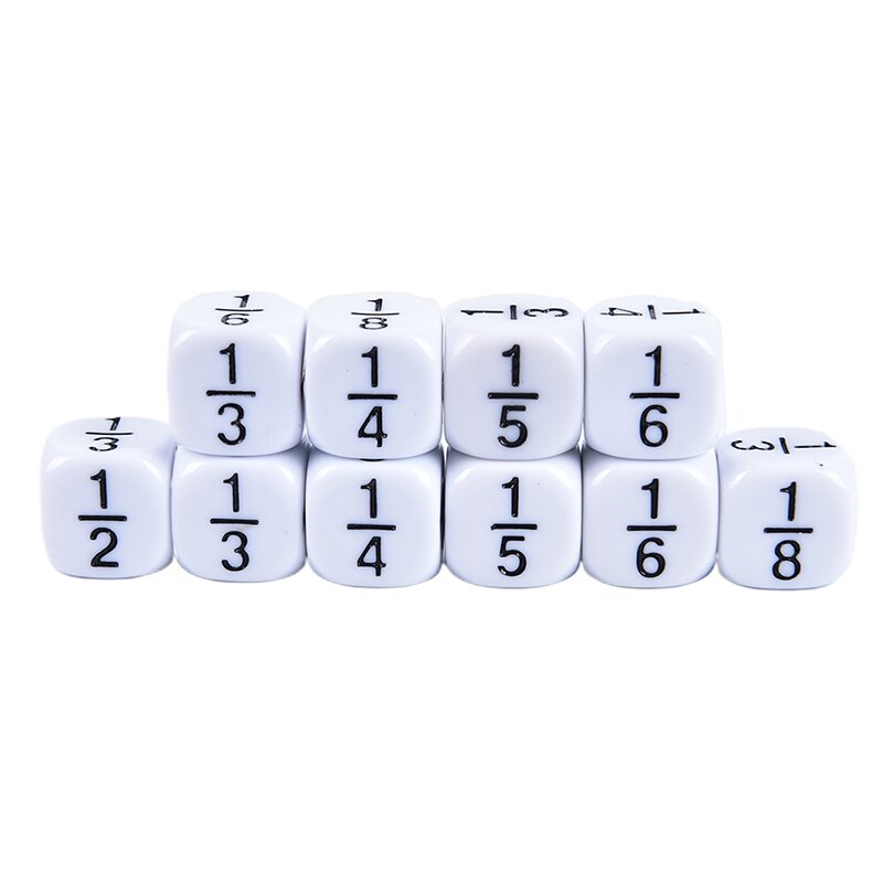 10 Teile/satz 15*15mm Weiß/Grün/verrotten Bruchteil Anzahl Lustige Würfel Bildung Spiel Zubehör: weiß