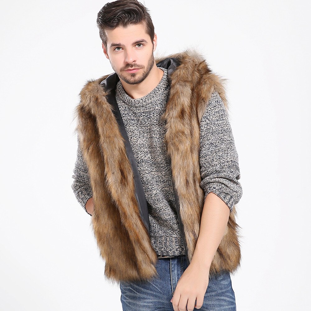 Men Faux Fur Vest Male Jacket Warm Winter Sleeveless Coat Luxury Faux Fur Waistcoat Gilet Overcoat Chaquetas Hombre #10