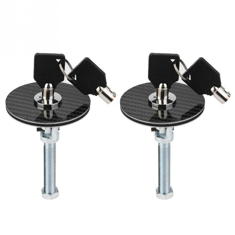 Car Black Aluminum &Carbon Fiber Racing Mount Bonnet Hood Pins Latch Key Locking High Materials