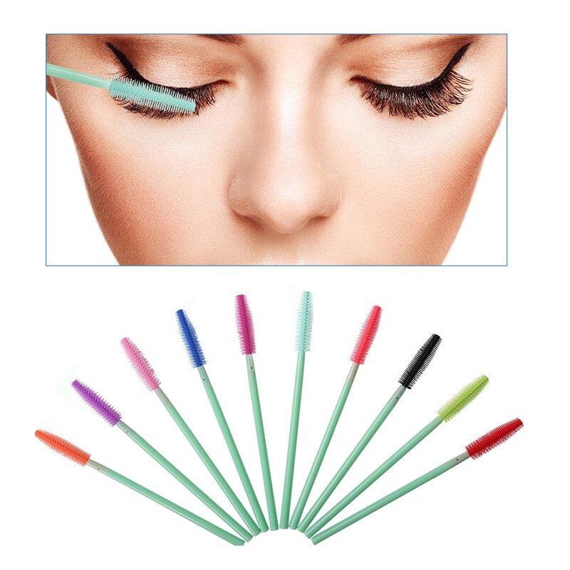 100 stk engangs silikone øjenvipper børster mascara tryllestav øjenvipper kosmetiske børster øjenvippe forlængelse makeup værktøjer
