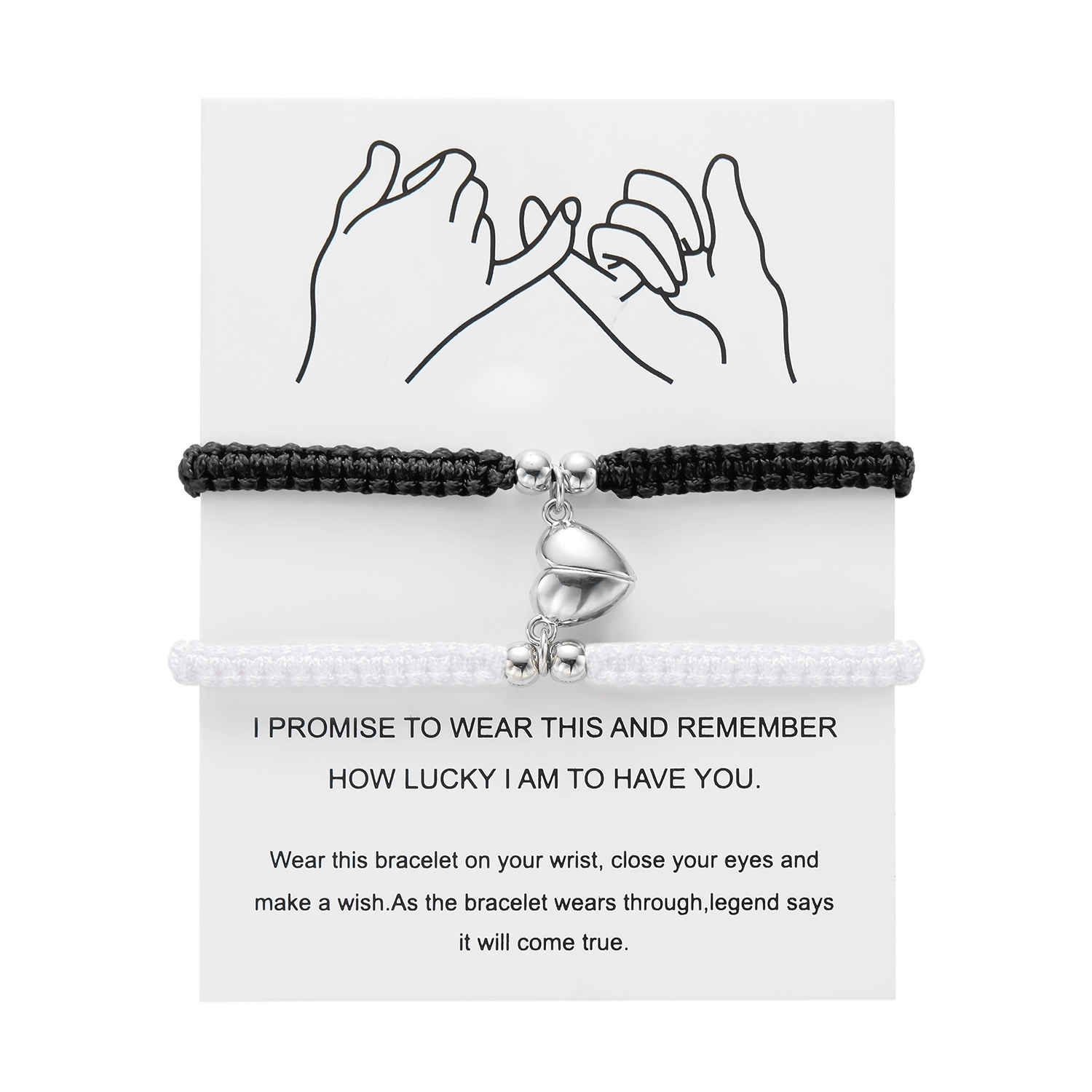 Pulsera con imán de corazón hecha a mano para mujeres y hombres, pulsera trenzada ajustable a la para parejas, conjuntos de joyería de amistad Bestie para amantes