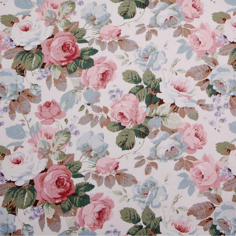 Retro bloemenkatoenen stof, geweven katoenen patchworkstof voor doe-het-zelf naaien, gewatteerde kinderkleding, ademende dunne katoenen stof