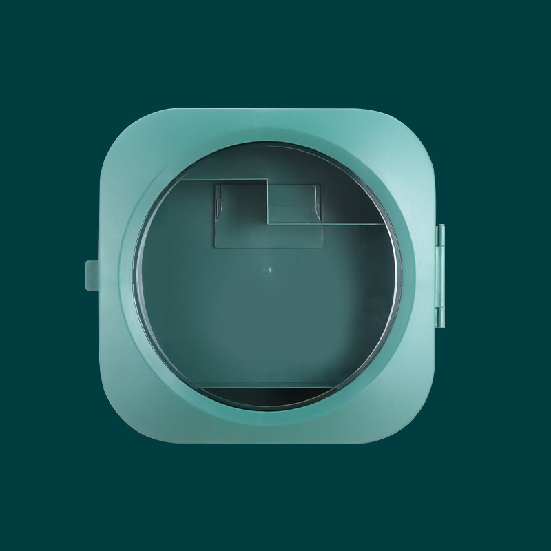 Boîte de rangement murale pour cosmétiques, organisateur de maquillage, résistant à l'eau et à la poussière, support de rangement pour rouges à lèvres, bijoux, poinçon gratuit: Round dark green