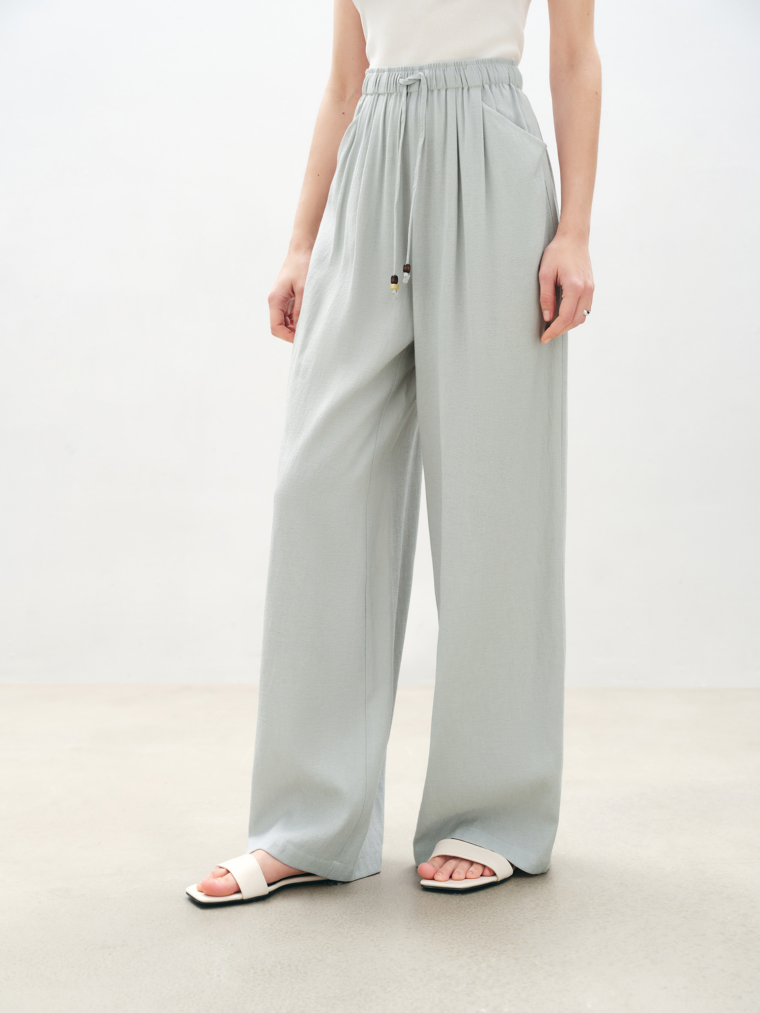Ziqiao petite-størrelse folkestil strikket vest afslappet buksedragt dame sommermodel 25 zq 92075: S / Lilla