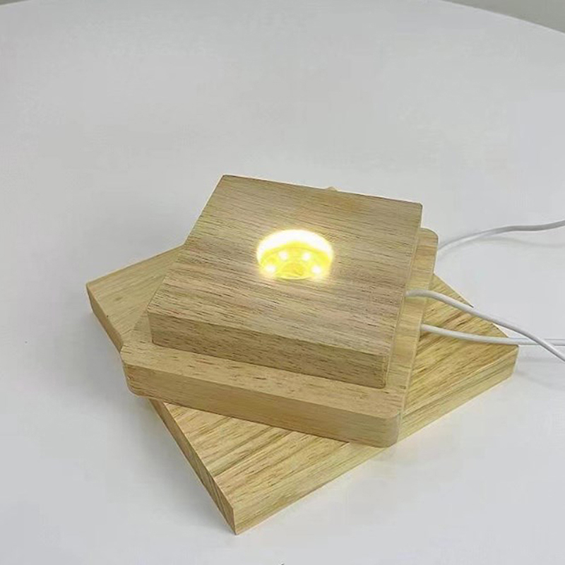 5/6/7/8/9/10cm led-lampe i heltre, firkantet nattlys, usb-lampeholder, gjør-det-selv-lysholder, skrivebordspynt, dekorativ lampefot