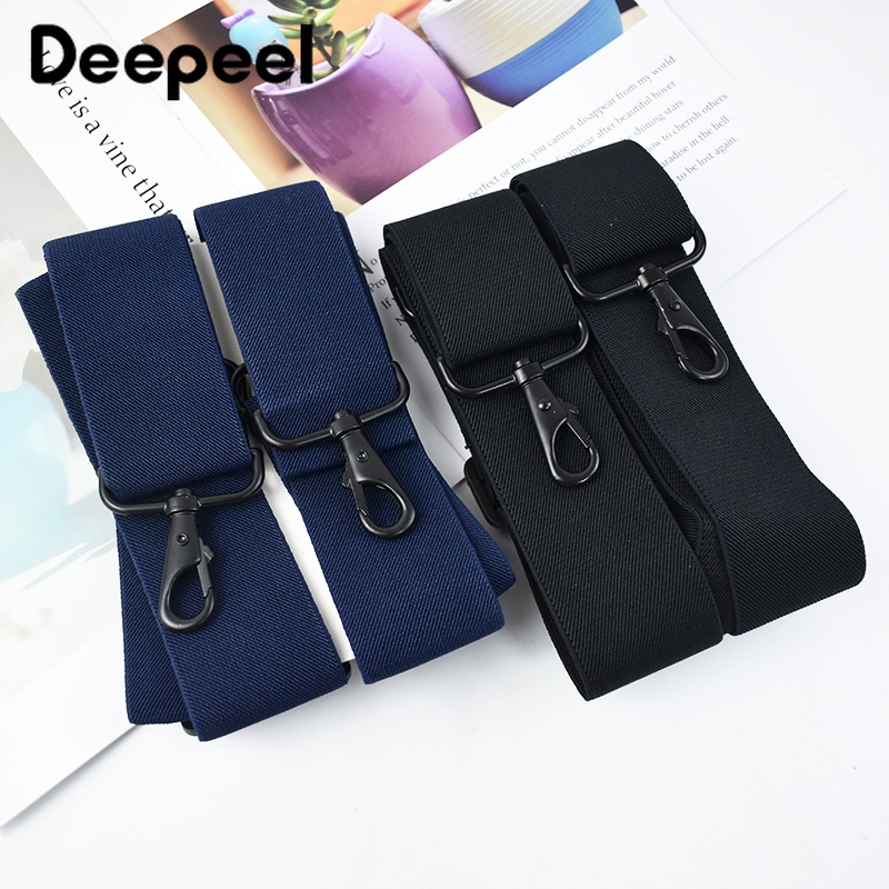 Deepeel 5*120cm herrhängslen för vuxna, 4 klämmor, krokspänne, breda stretchremmar, manliga jockstrap-hängslen, mäns kjol, jeanstillbehör