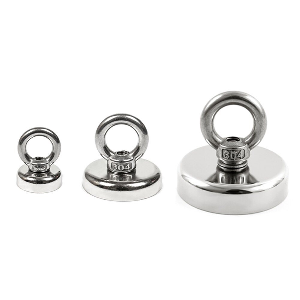 Strong Neodymium Magnet Salvage Magnet Hook Deep Sea Fishing Magnets Holder Pulling Mounting Pot with Ring Eyebolt Metal