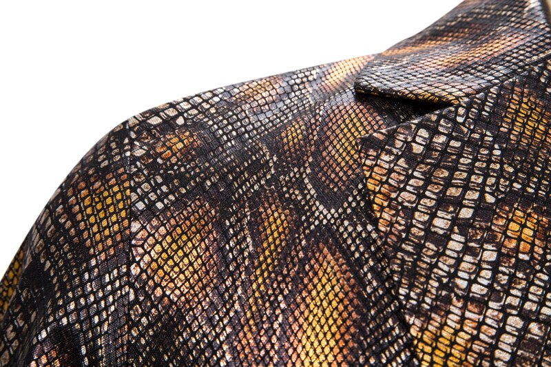 Tide – Blazer imprimé Python pour hommes, motif peau de serpent, estampage à , grande taille, pour boîte de nuit, chanteur, S-2XL