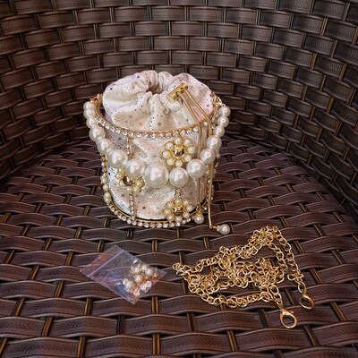 vrouwen tas Koreaanse handgemaakte parel bloem strass moeder kooi zak netto rode hand pollepel schouder messenger bag