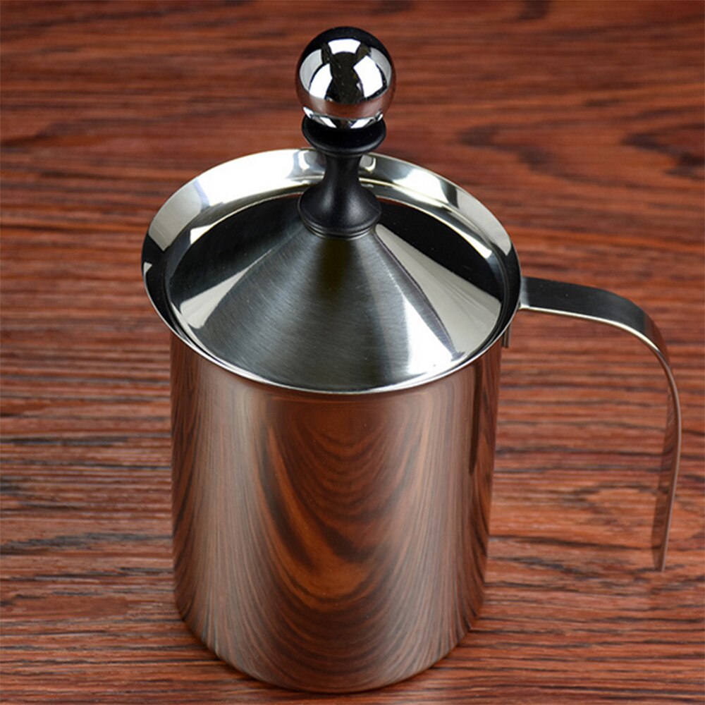400cc melkopschuimer roestvrij staal dubbele handmatige melkopschuimer koffie melkopschuimer melkopschuimer beker melkopschuimer