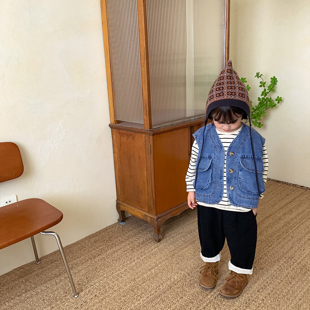 Chaleco vaquero sin mangas para bebé y niña, Chaqueta con bolsillo grande, ropa de , novedad de Primavera de 2022