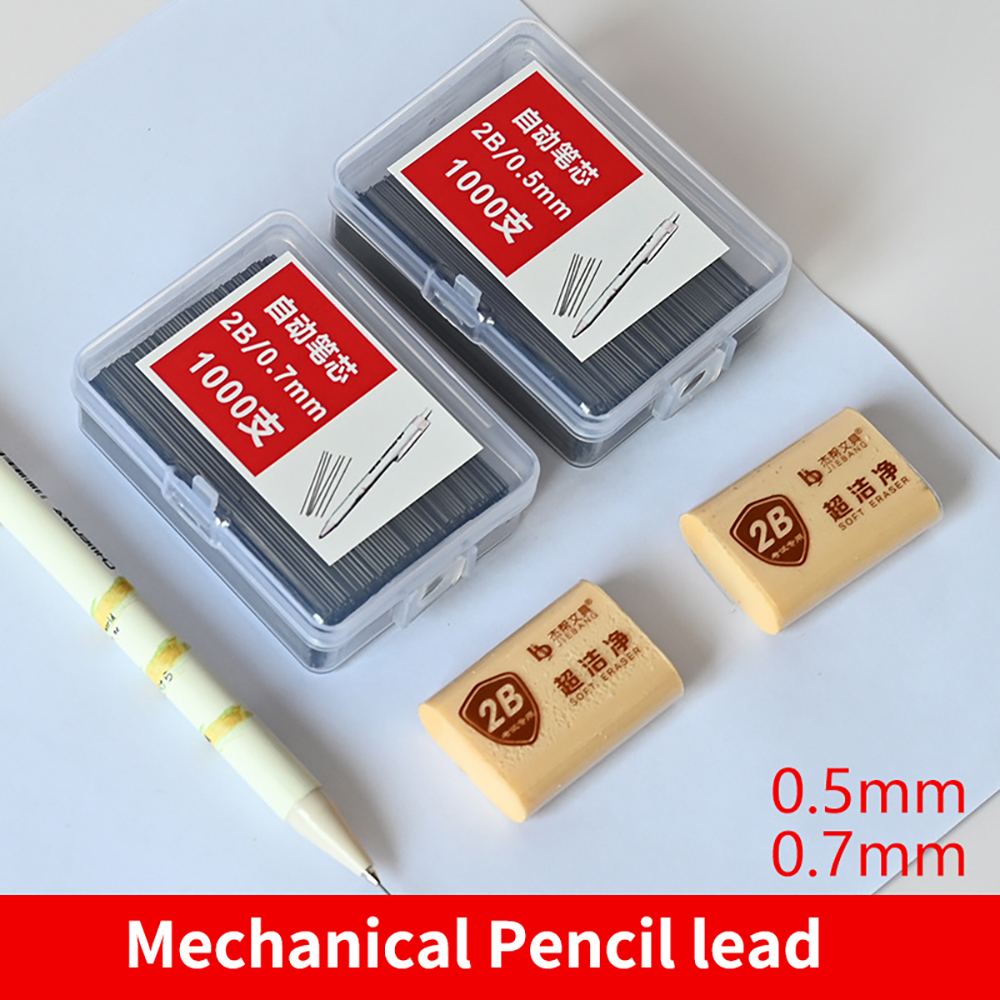 1000Stck 0,5/0,7mm 2B Mechanische Bleistift Ersetzen Bergwerk Bleistift Nachfüllung Studenten Löschbaren Schreiben Zeichnung Schreibwaren