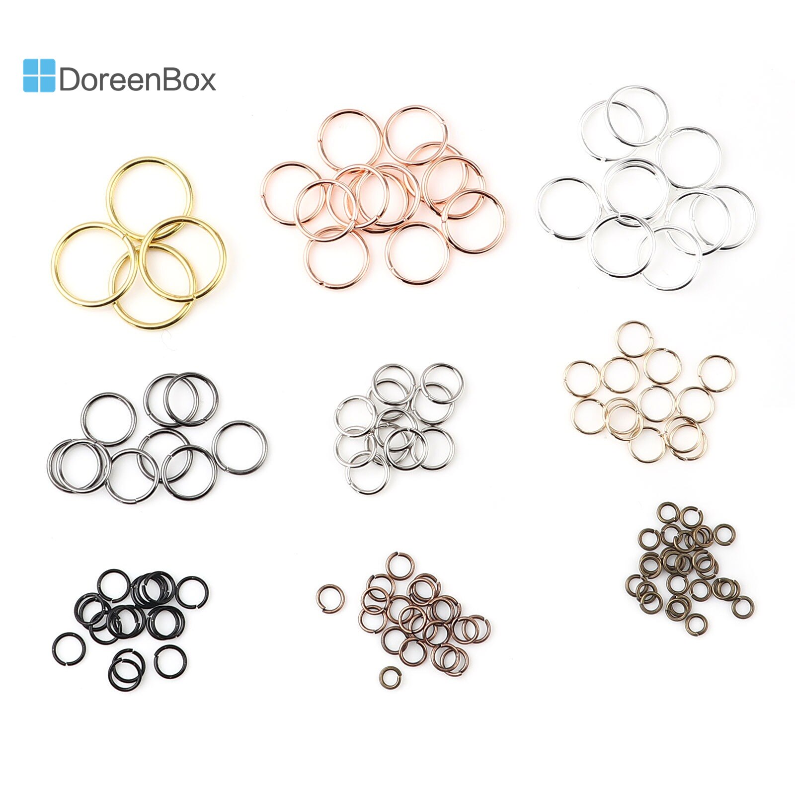 Anillos de salto abiertos de aleación de hierro multicolor de varios tamaños, anillos circulares para hacer joyas DIY, 3-12mm, , 200 unids/set