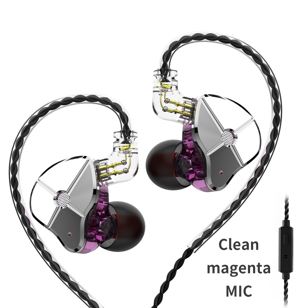 Trn ST1 1DD + 1BA Hybrid Metal In Ear Oortelefoon Iem Hifi Dj Monitor Running Sport Oortelefoon Oordopje Headset Met 2PIN Kabel V90 \ V80: Purple with mic