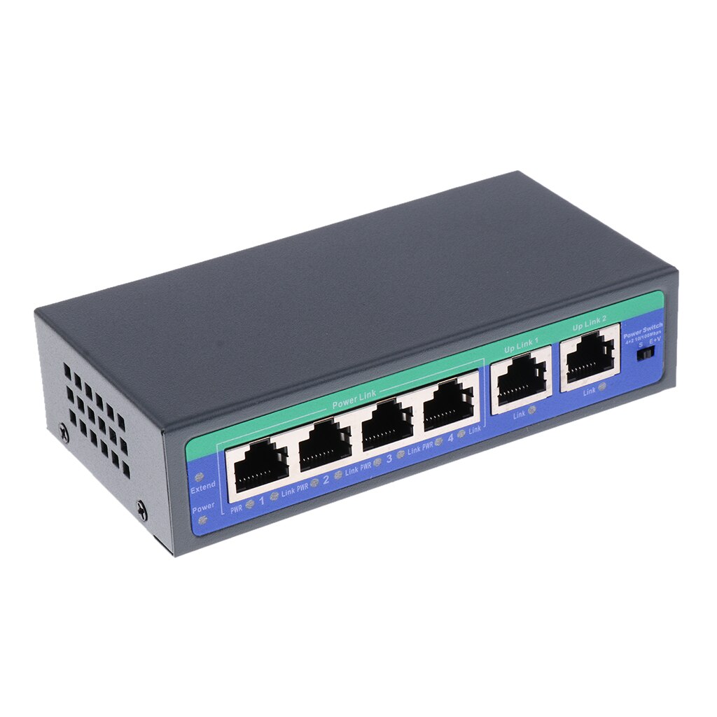 6 Port 10/100Mbps 4 POE Port &amp; 2 Uplink Power Over Ethernet Switch Adapter