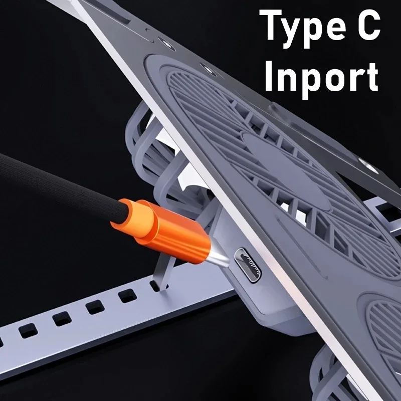 Aluminiums bærbar stativ sammenleggbar skrivebordsstige lydløs kjølevifte justerbar bærbar stativ for macbook pro air datamaskin pc ipad nettbrett