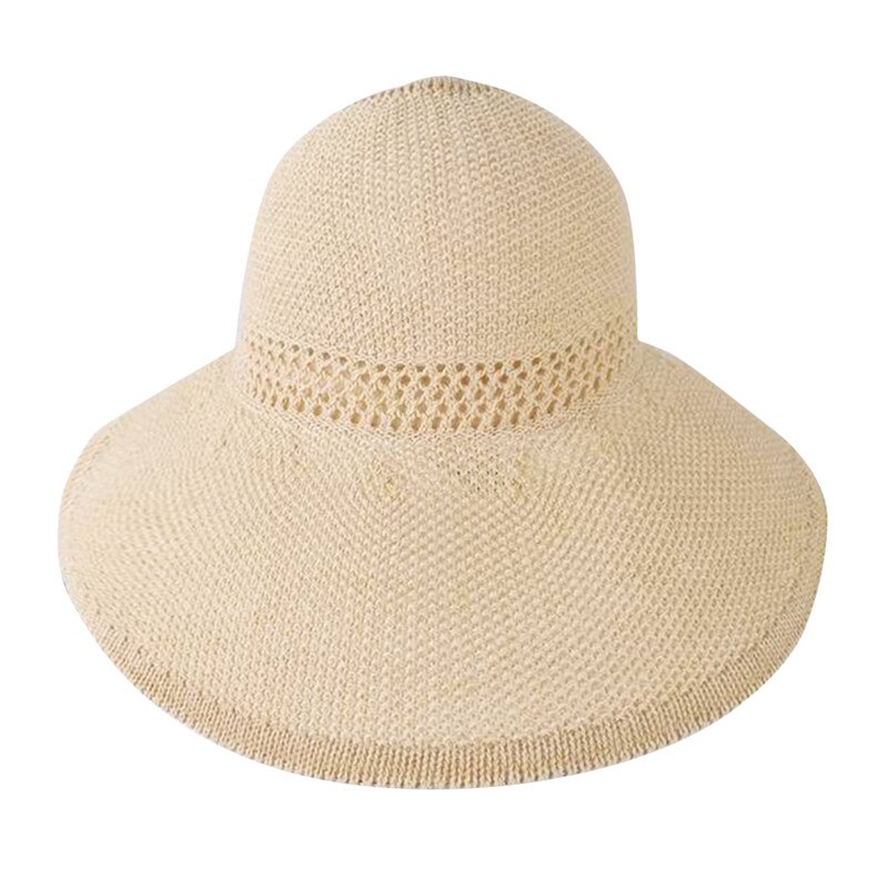 Sommer dam stråhat stor skygge solcreme uv beskyttelse strand hat dame rejse fritid hat: Beige