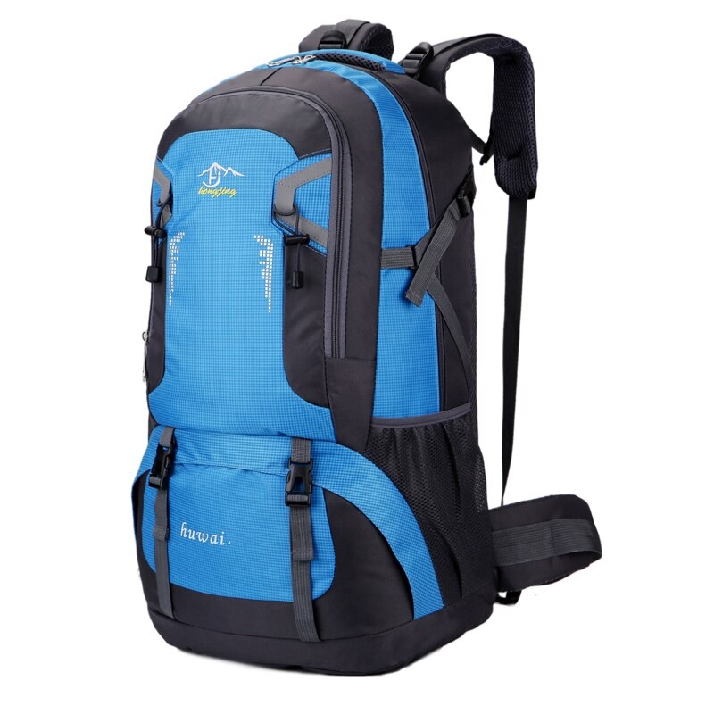 45 l grande capacidade homens mochila casal casual ao ar livre saco de escalada senhora saco de esportes masculino mochila de viagem adolescente saco de escola preto: Azul / 25 L