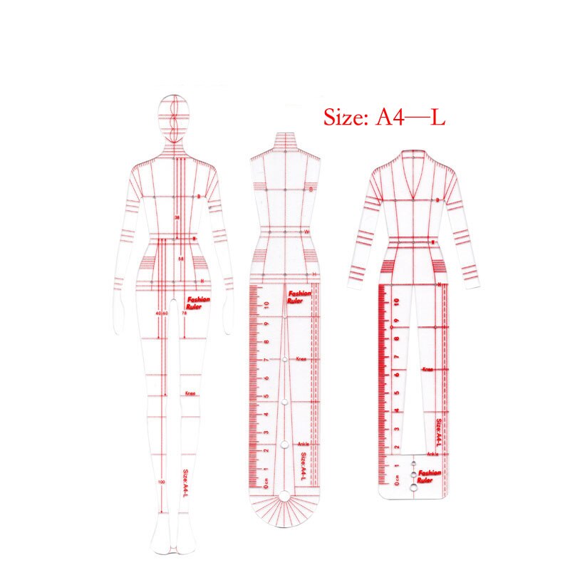 Drawing Ruler Figure Drawing Template Body Model Clothing Style For Art Sketch Line Female School Students: c-2