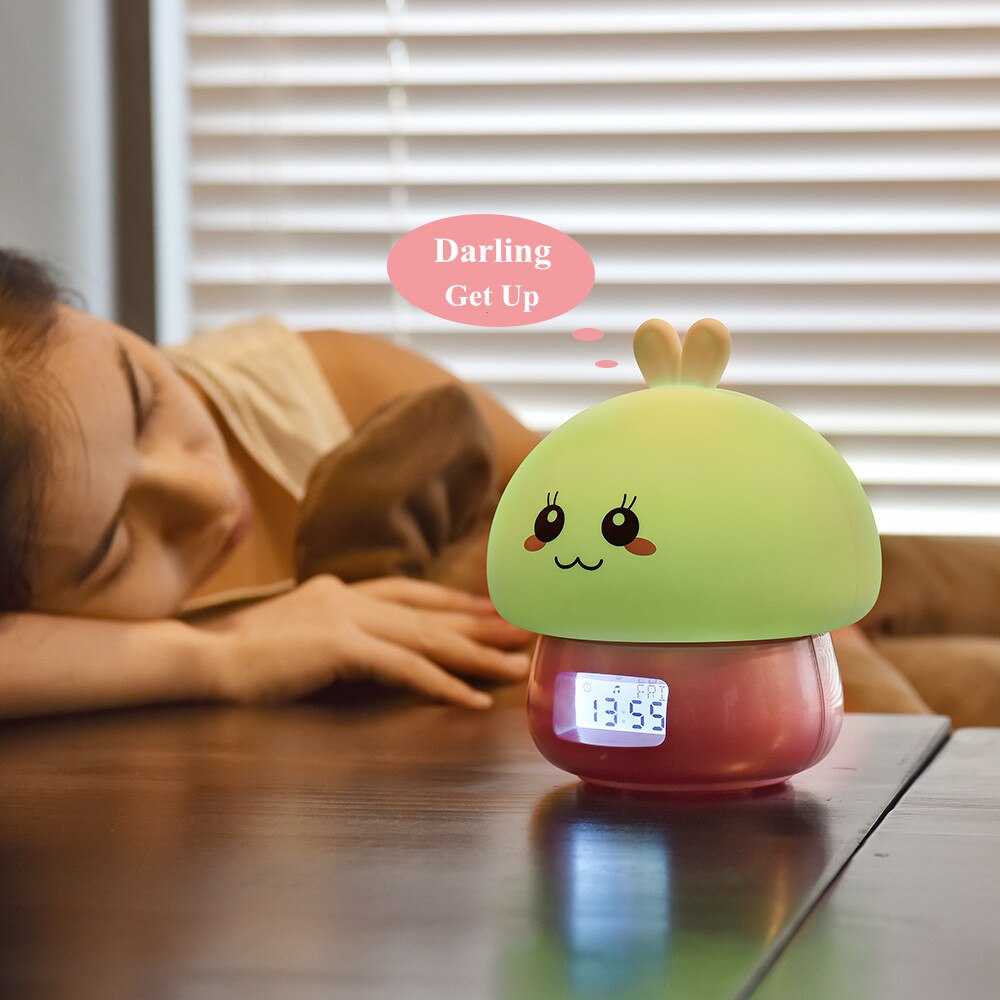 Kanin väckarklocka inspelare touch lampa fjärrkontroll rgb led nattlampa usb silikon kanin lampa för barn barn baby