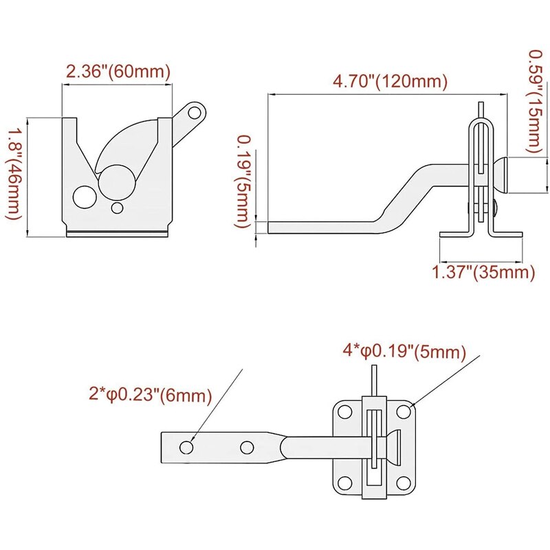 3 Pcs Self Locking Gate Latch Automatic Gravity Lever for Wood Fence Gate,Door Latches,Steel,Black
