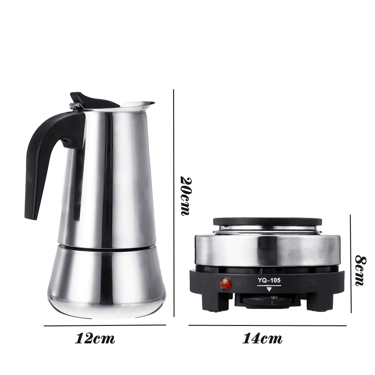 450ML Stainless Steel Coffee Pot with Electric Stove 9 Cups Mocha Espresso Latte Percolator Stove Stovetop Coffee Maker Kettles
