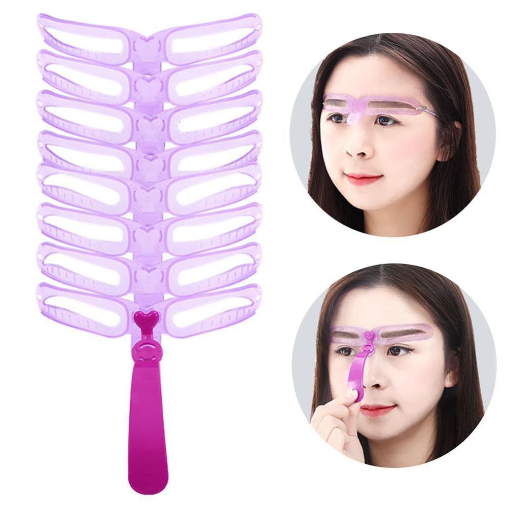 8 in1 Reusable Eyebrow Stencil Set Eyebrow Makeup Tools Aid Eyebrows Artifact Beauty Easy Threading Kit Card Makeup Thrush E9I0
