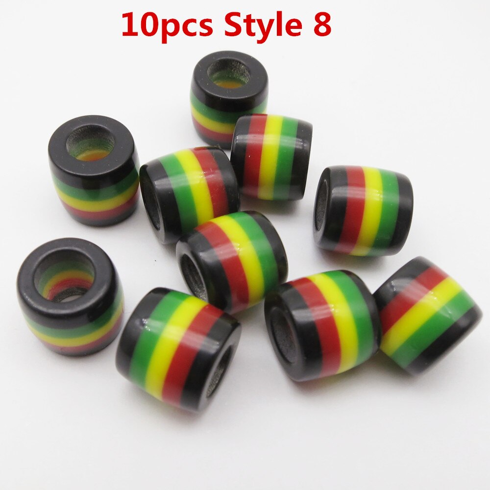 10pcs-30pcs Crochet kids women Braids multi coloured Hair braid Dreadlock Beads rings tube approx 6mm hole for girls Accessories: 10pcs Style 8