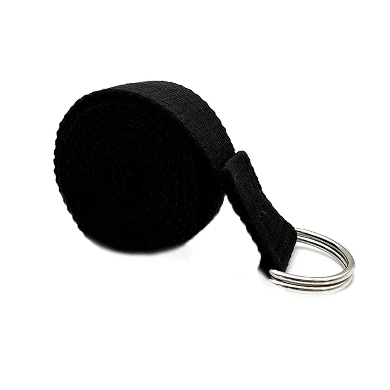 1,8 m x 3,8 cm verstelbare D-ring gesp yogariem geeft flexibiliteit voor yoga stretching duurzame katoenen oefenriemen: Beige