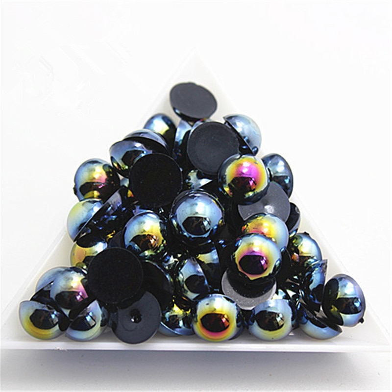 Black AB Half Pearl Beads from 3mm to 12mm Craft Resin ABS Flatback Half round imitation pearls
